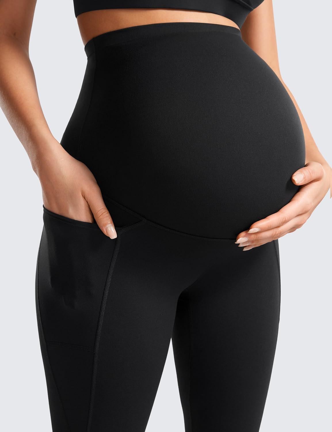 imageCRZ YOGA Womens Butterluxe Maternity Leggings with Pockets Over The Belly 28quot Soft Workout Active Yoga Pregnancy PantsBlack
