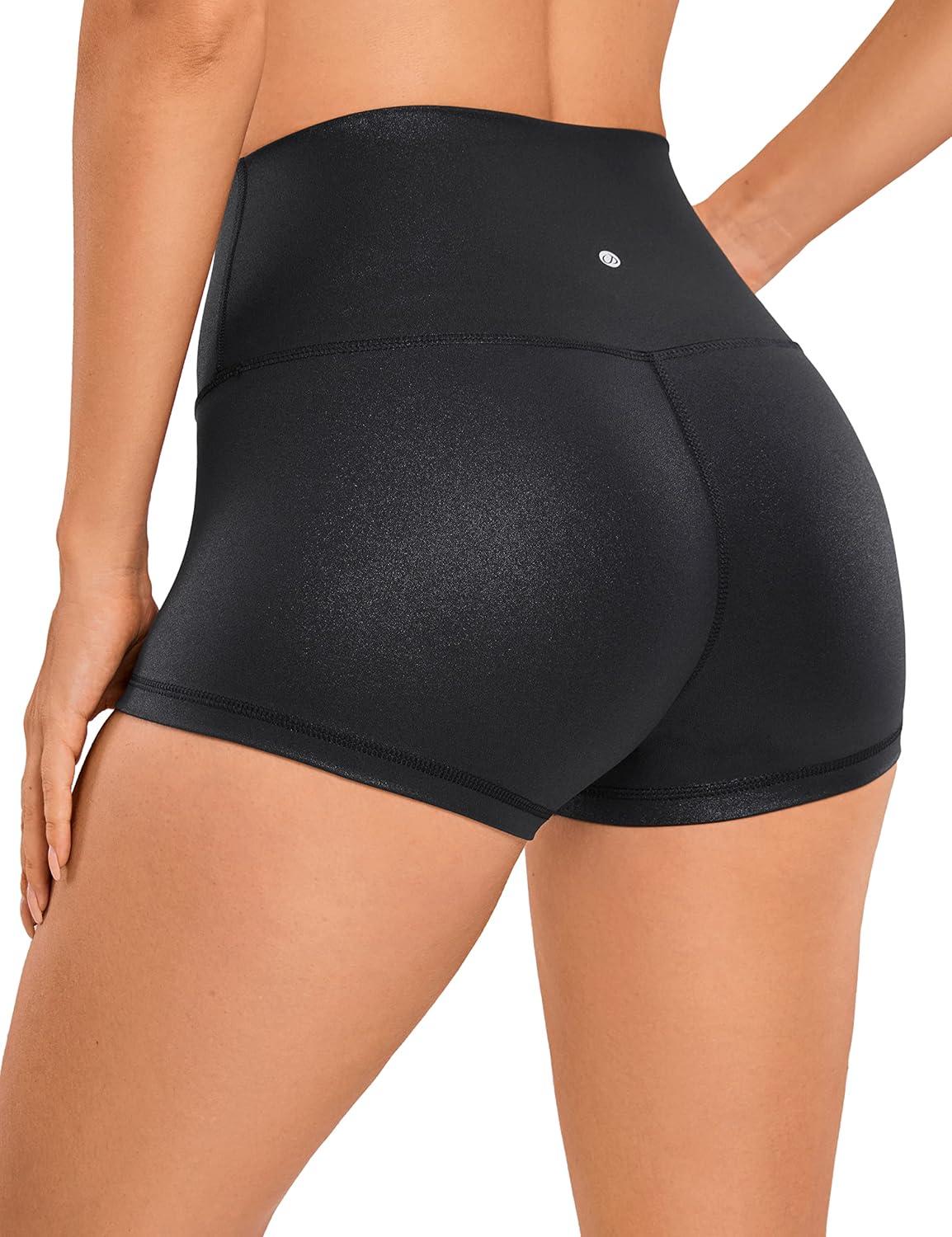 imageCRZ YOGA Womens Butterluxe Matte Faux Leather Biker Shorts 25 High Waist Workout Yoga SpandexBlack