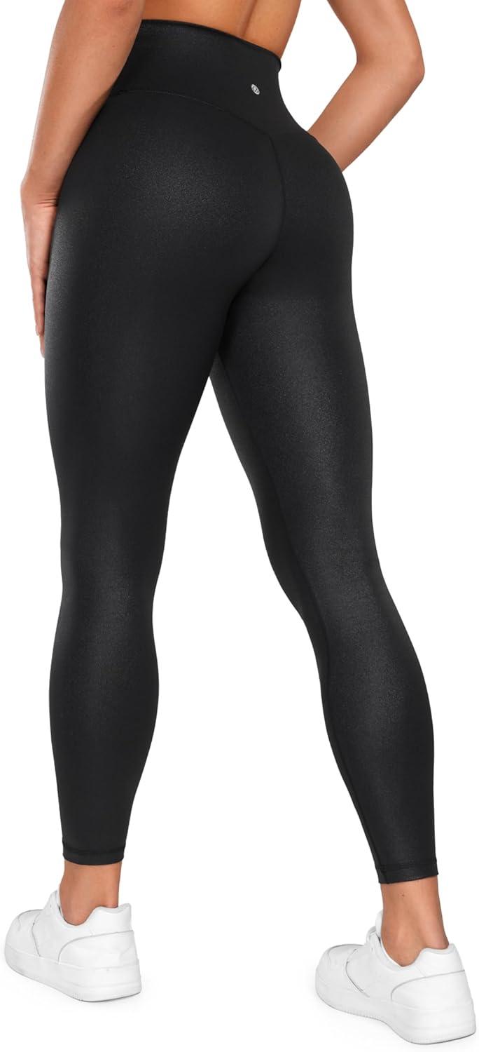 imageCRZ YOGA Womens Butterluxe Matte Faux Leather Cross Waist Leggings 25quot V Crossover High Waisted LoungeBlack Classic
