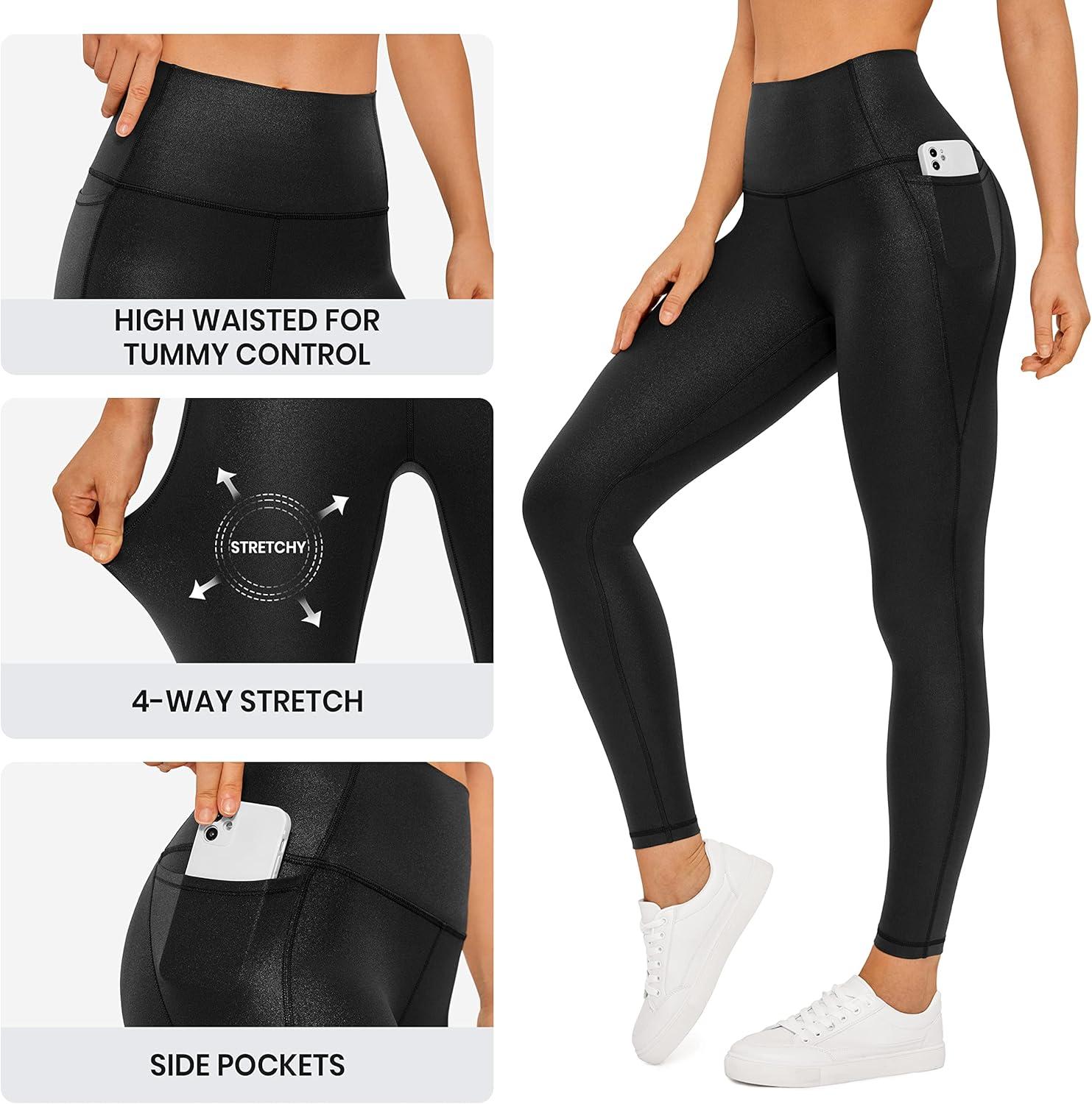 imageCRZ YOGA Womens Butterluxe Matte Faux Leather Leggings 28 High Waisted Pockets Buttery Soft LoungeBlack Classic