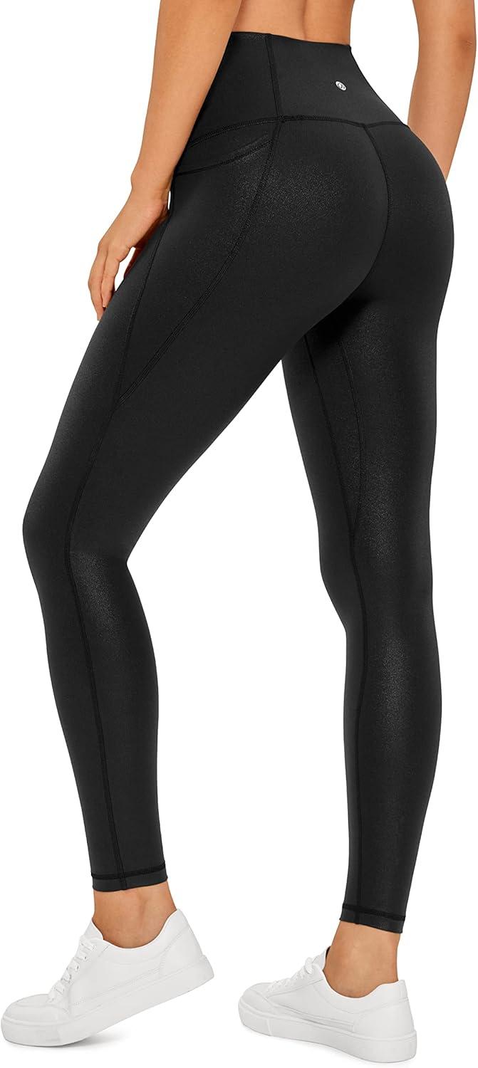 imageCRZ YOGA Womens Butterluxe Matte Faux Leather Leggings 28 High Waisted Pockets Buttery Soft LoungeBlack Classic