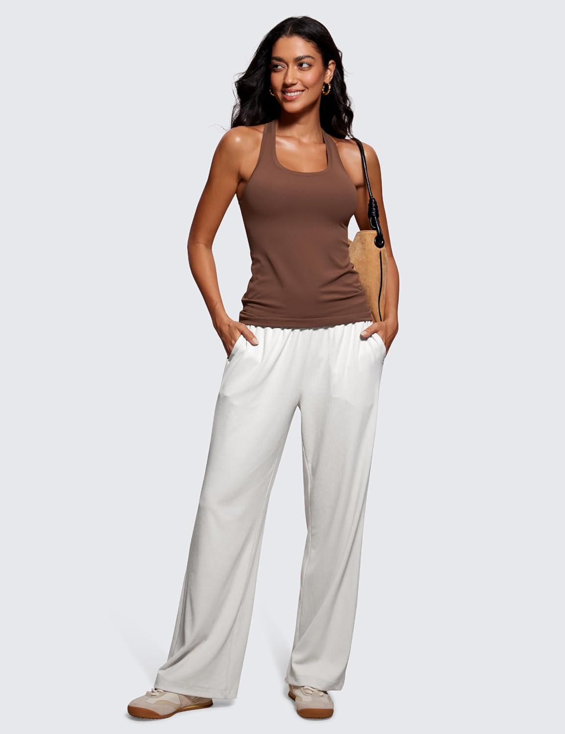 imageCRZ YOGA Womens Butterluxe Yoga Workout Tank Tops Racerback Sleeveless Camisole Athletic Gym ShirtsCoffee Brown