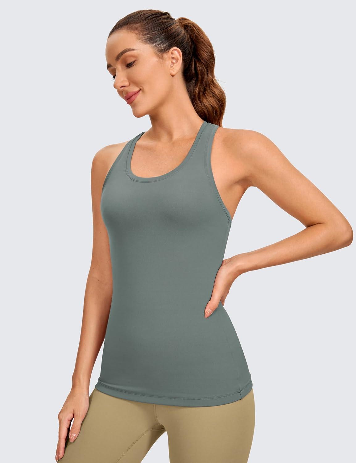 imageCRZ YOGA Womens Butterluxe Yoga Workout Tank Tops Racerback Sleeveless Camisole Athletic Gym ShirtsGrey Sage