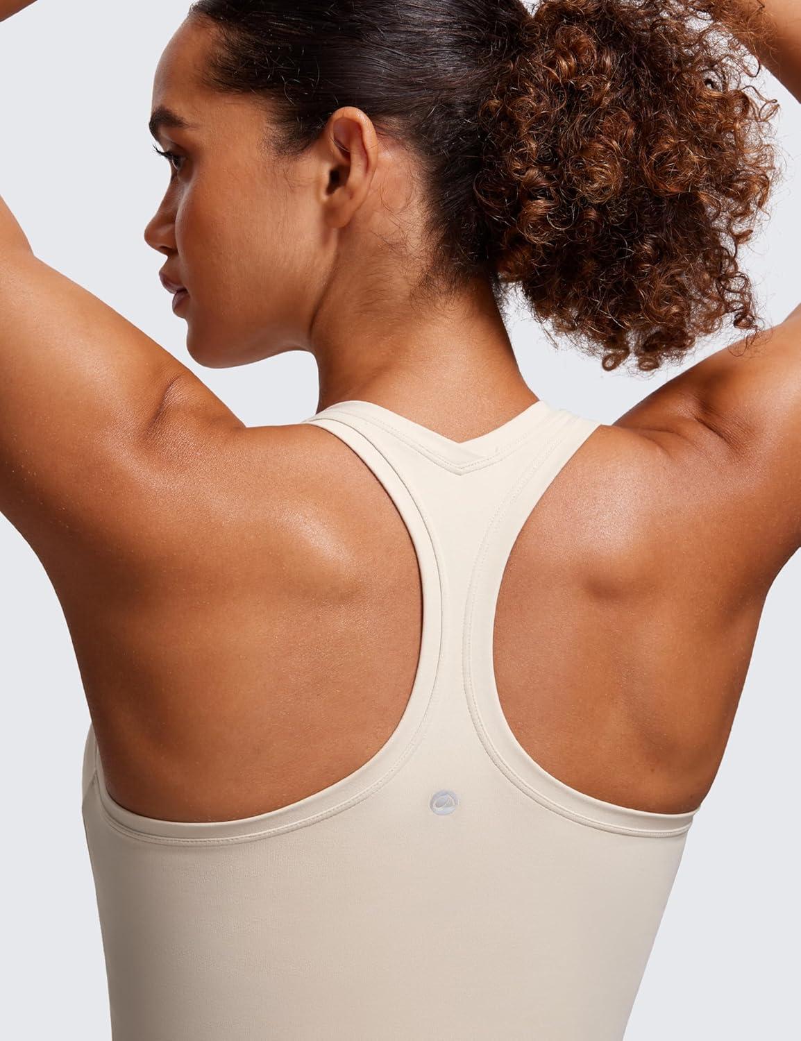 imageCRZ YOGA Womens Butterluxe Yoga Workout Tank Tops Racerback Sleeveless Camisole Athletic Gym ShirtsMojave Tan