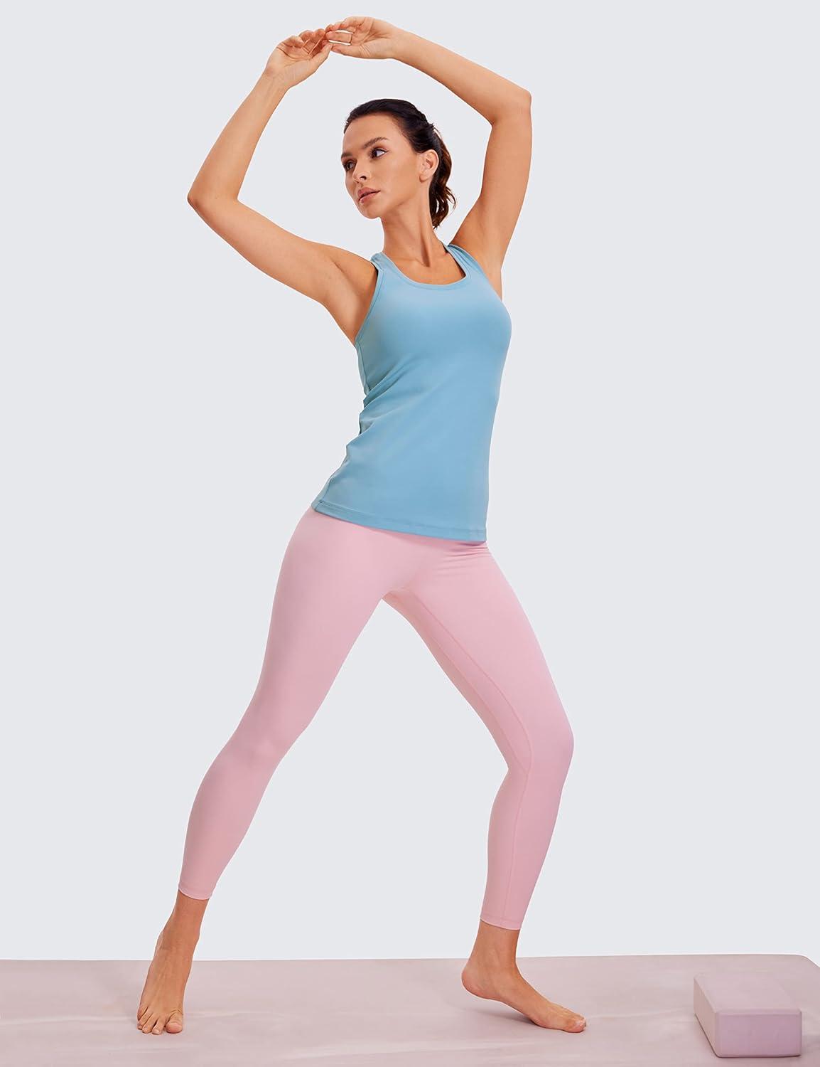 imageCRZ YOGA Womens Butterluxe Yoga Workout Tank Tops Racerback Sleeveless Camisole Athletic Gym ShirtsPure Blue