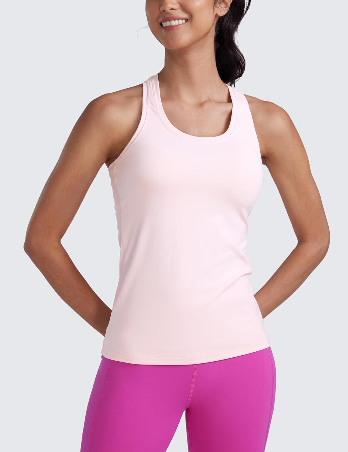 imageCRZ YOGA Womens Butterluxe Yoga Workout Tank Tops Racerback Sleeveless Camisole Athletic Gym ShirtsStrawberry Pink