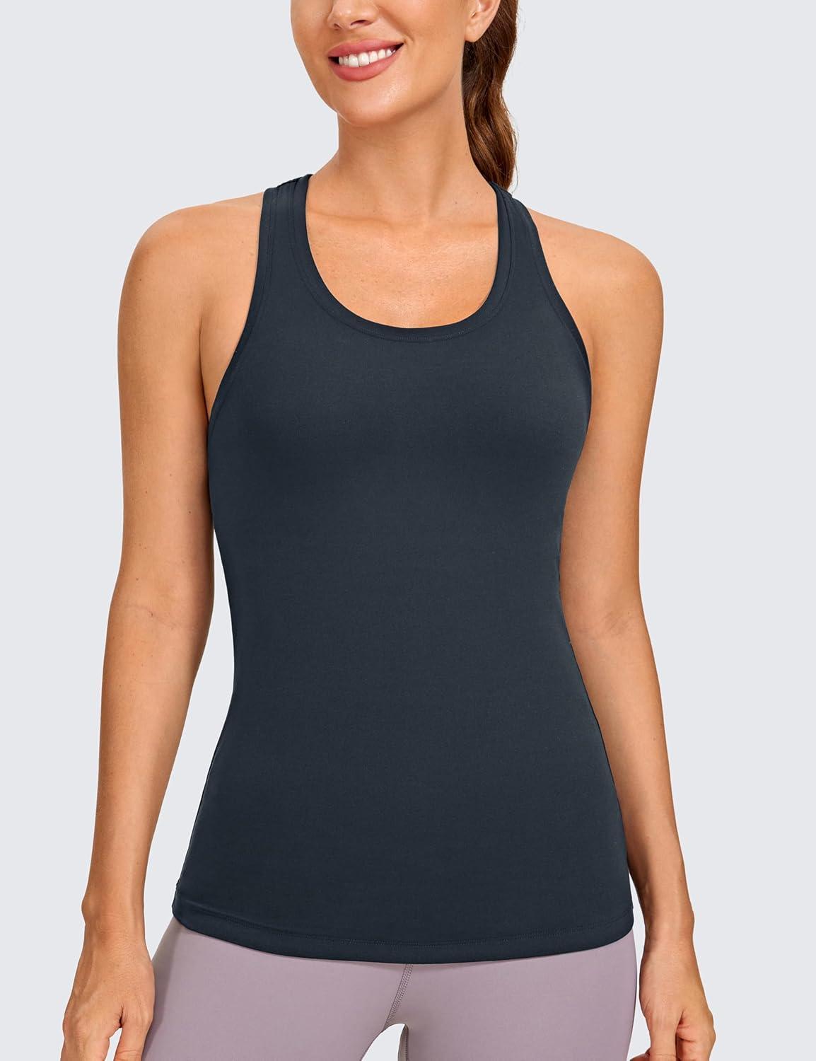 imageCRZ YOGA Womens Butterluxe Yoga Workout Tank Tops Racerback Sleeveless Camisole Athletic Gym ShirtsTrue Navy