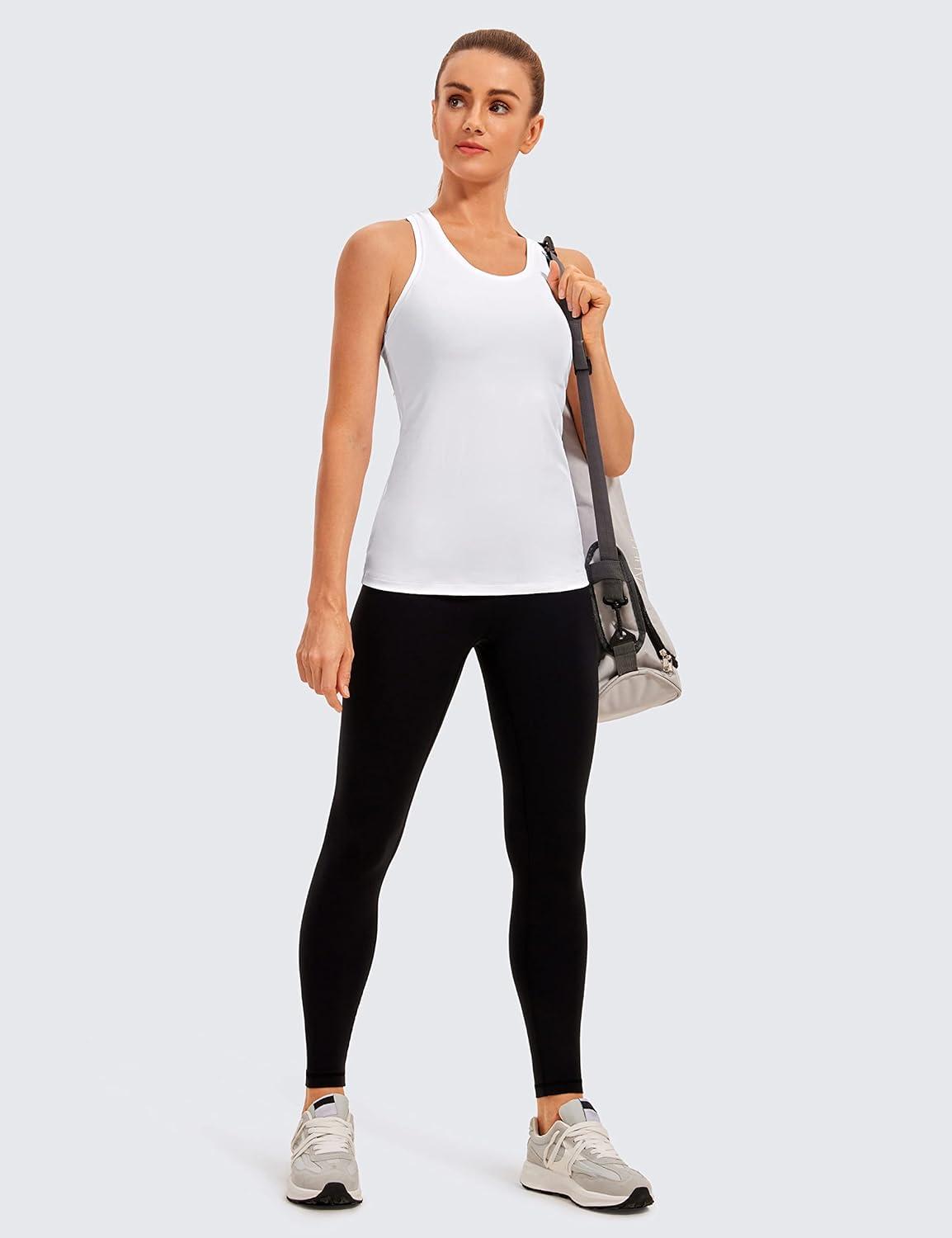 imageCRZ YOGA Womens Butterluxe Yoga Workout Tank Tops Racerback Sleeveless Camisole Athletic Gym ShirtsWhite