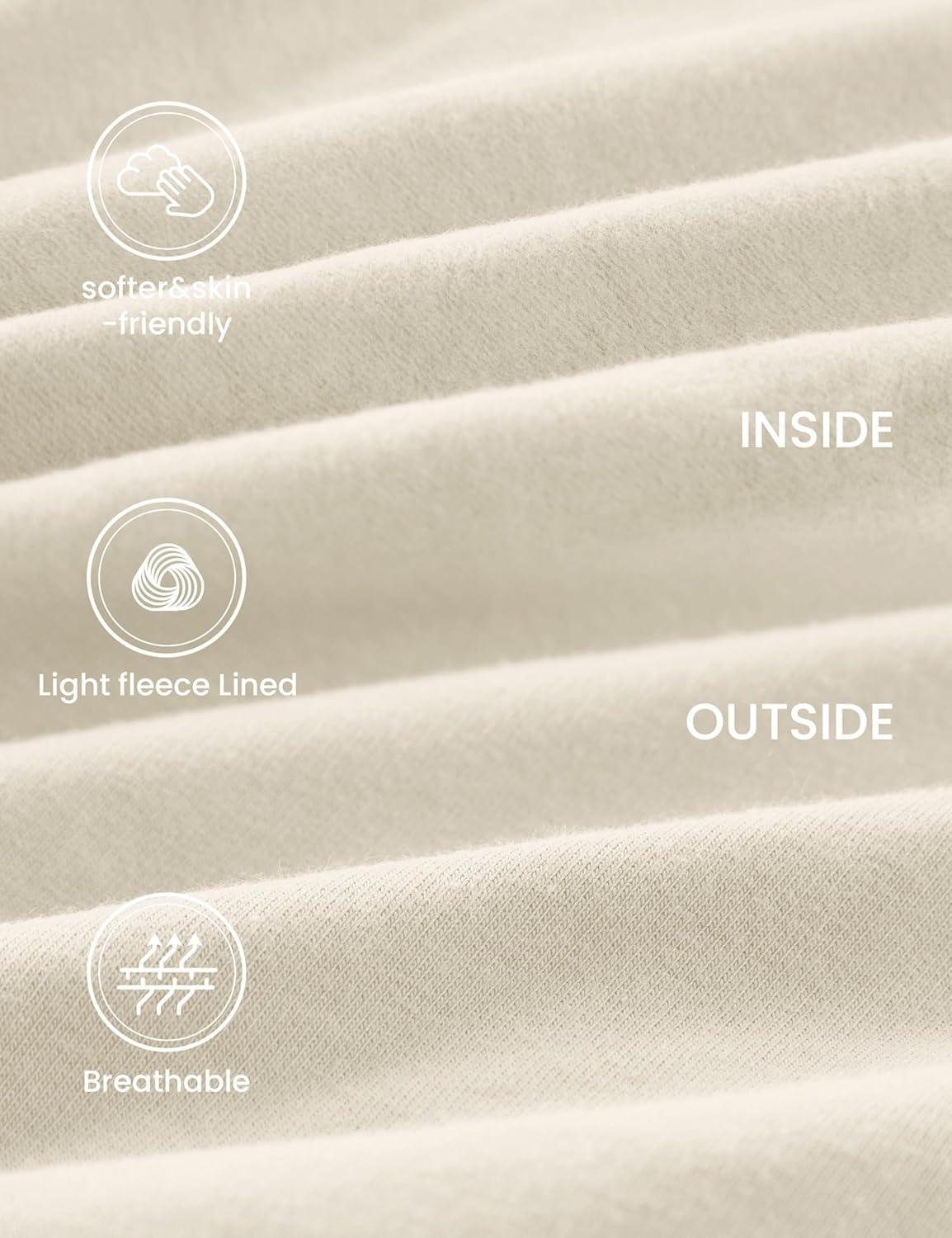 imageCRZ YOGA Womens Fleece Cropped Sweatshirts Crewneck Long Sleeve Double Raw Hem Workout Casual Pullover TopsWhite Apricot