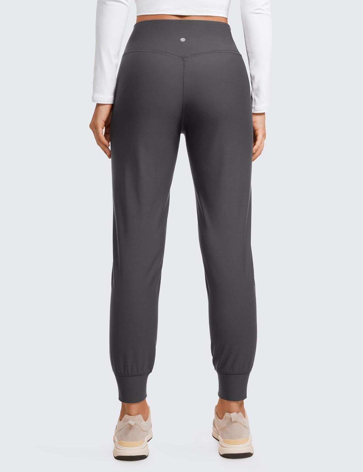 imageCRZ YOGA Womens Fleece Lined Workout Joggers with Pockets 275quot Hiking Running Outdoor Pants Water Resistant Winter WarmInk Gray