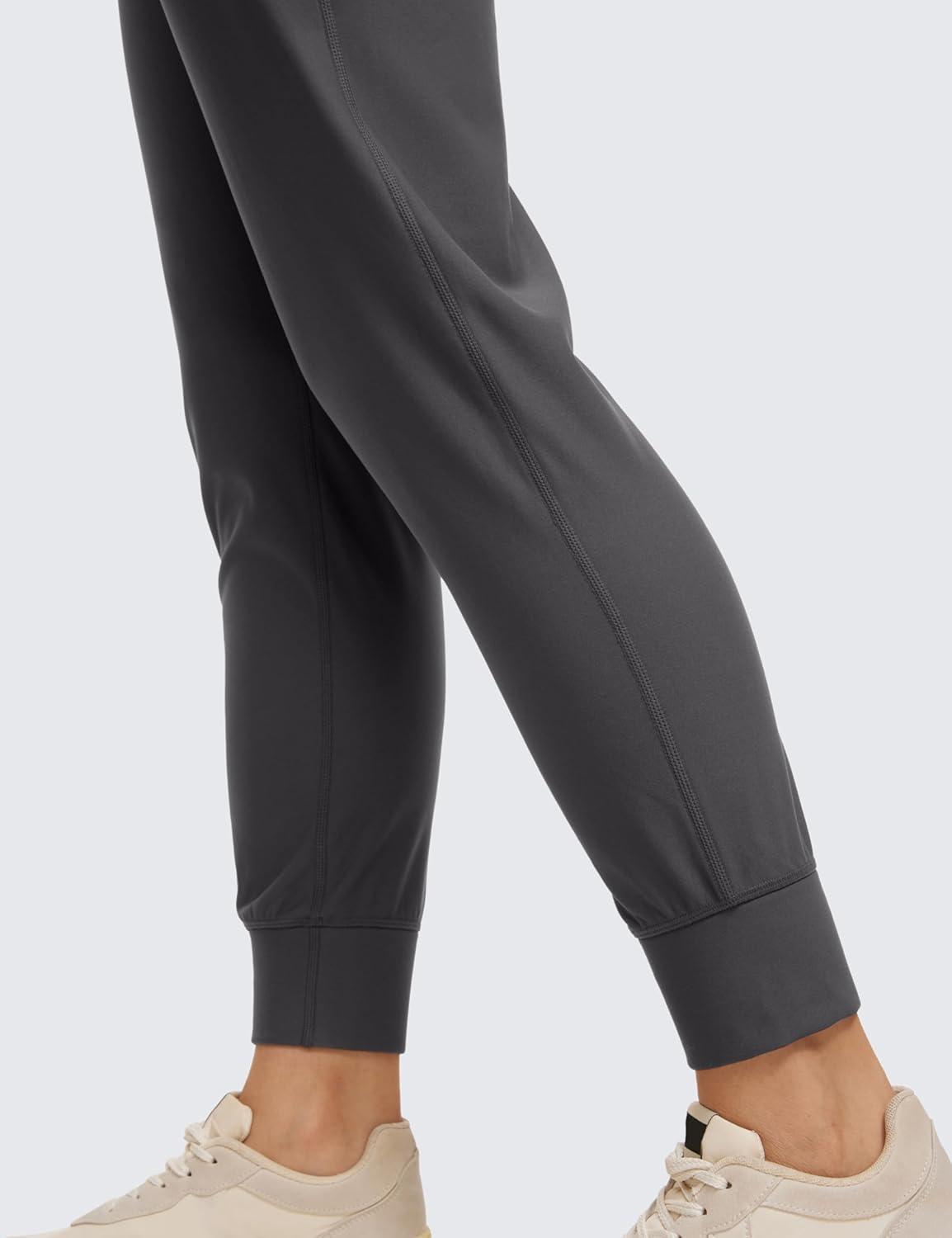 imageCRZ YOGA Womens Fleece Lined Workout Joggers with Pockets 275quot Hiking Running Outdoor Pants Water Resistant Winter WarmInk Gray