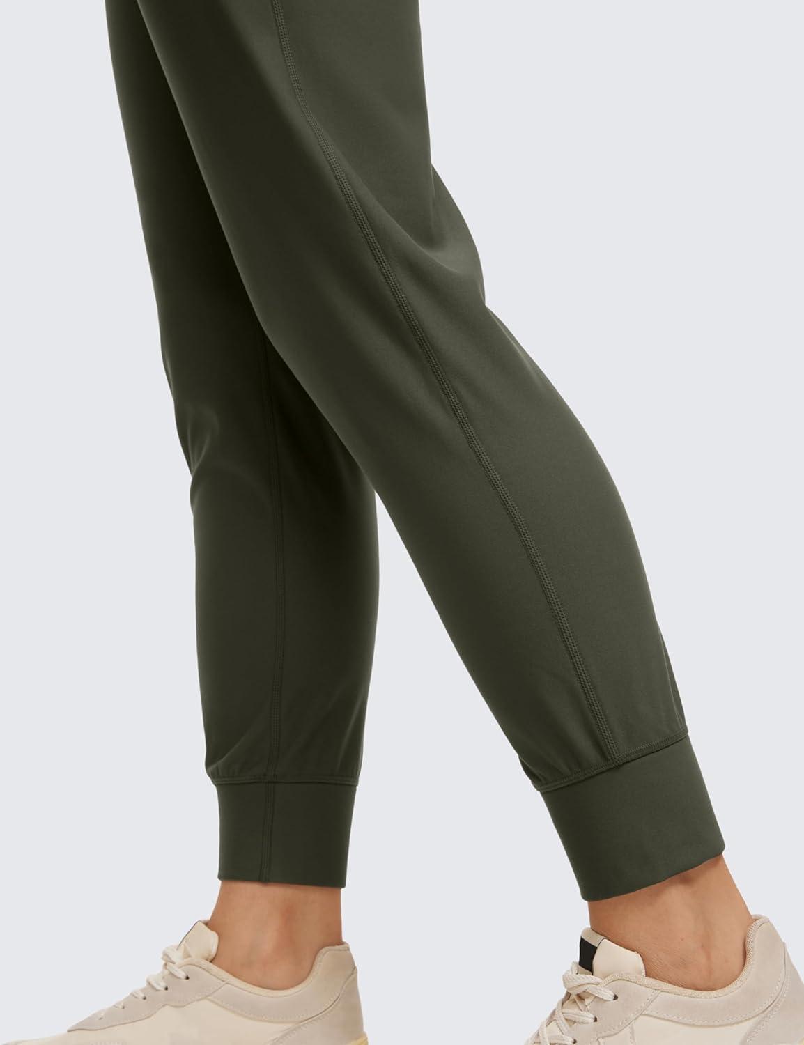 imageCRZ YOGA Womens Fleece Lined Workout Joggers with Pockets 275quot Hiking Running Outdoor Pants Water Resistant Winter WarmOlive Green