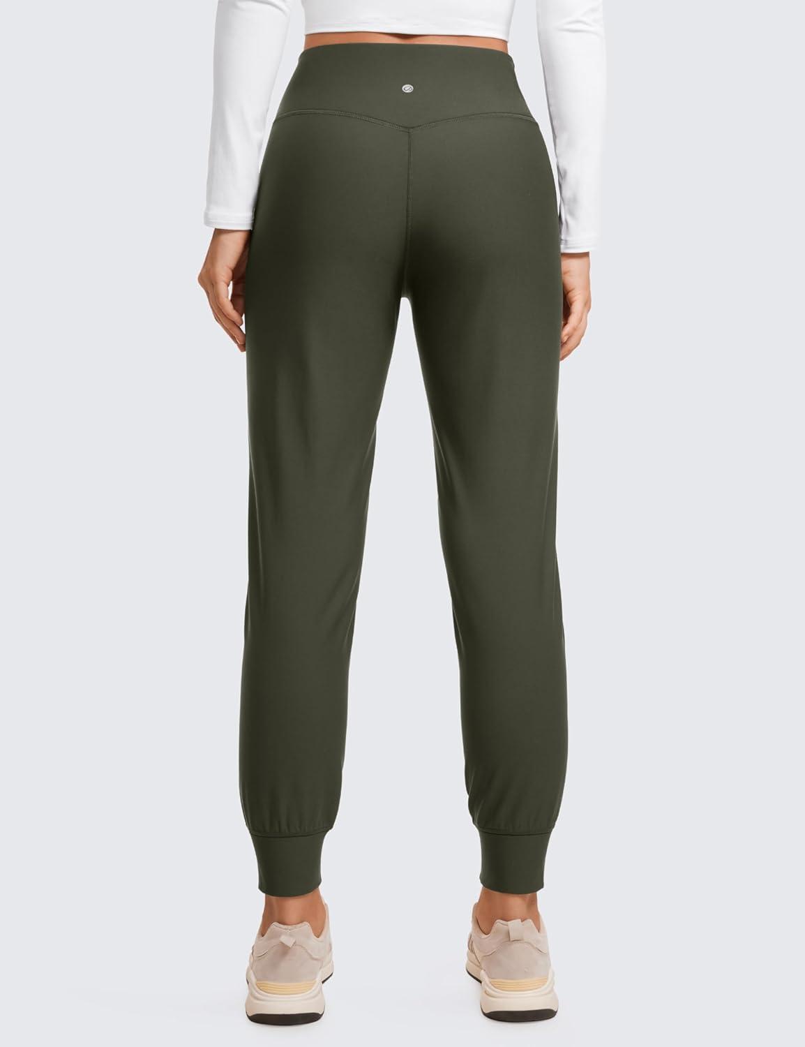 imageCRZ YOGA Womens Fleece Lined Workout Joggers with Pockets 275quot Hiking Running Outdoor Pants Water Resistant Winter WarmOlive Green