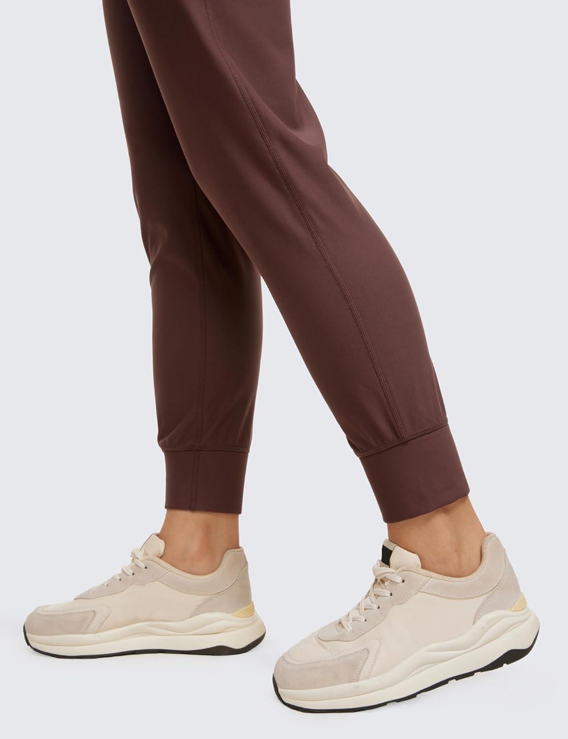 imageCRZ YOGA Womens Fleece Lined Workout Joggers with Pockets 275quot Hiking Running Outdoor Pants Water Resistant Winter WarmTaupe