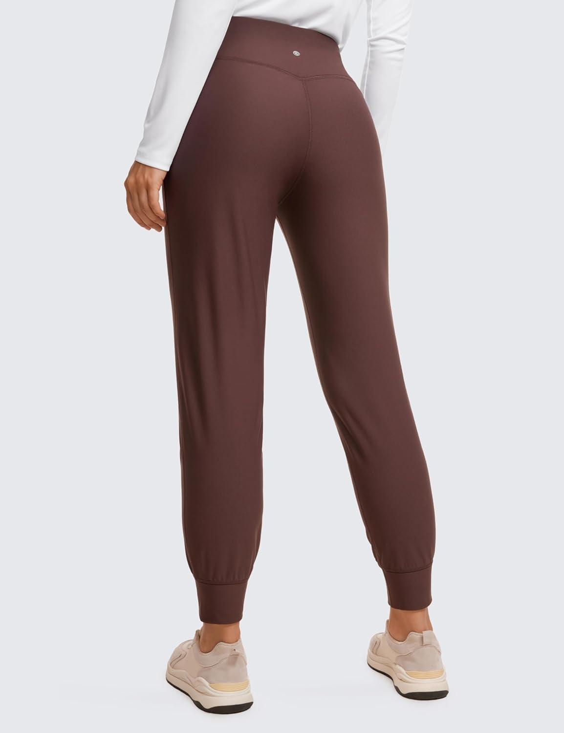 imageCRZ YOGA Womens Fleece Lined Workout Joggers with Pockets 275quot Hiking Running Outdoor Pants Water Resistant Winter WarmTaupe