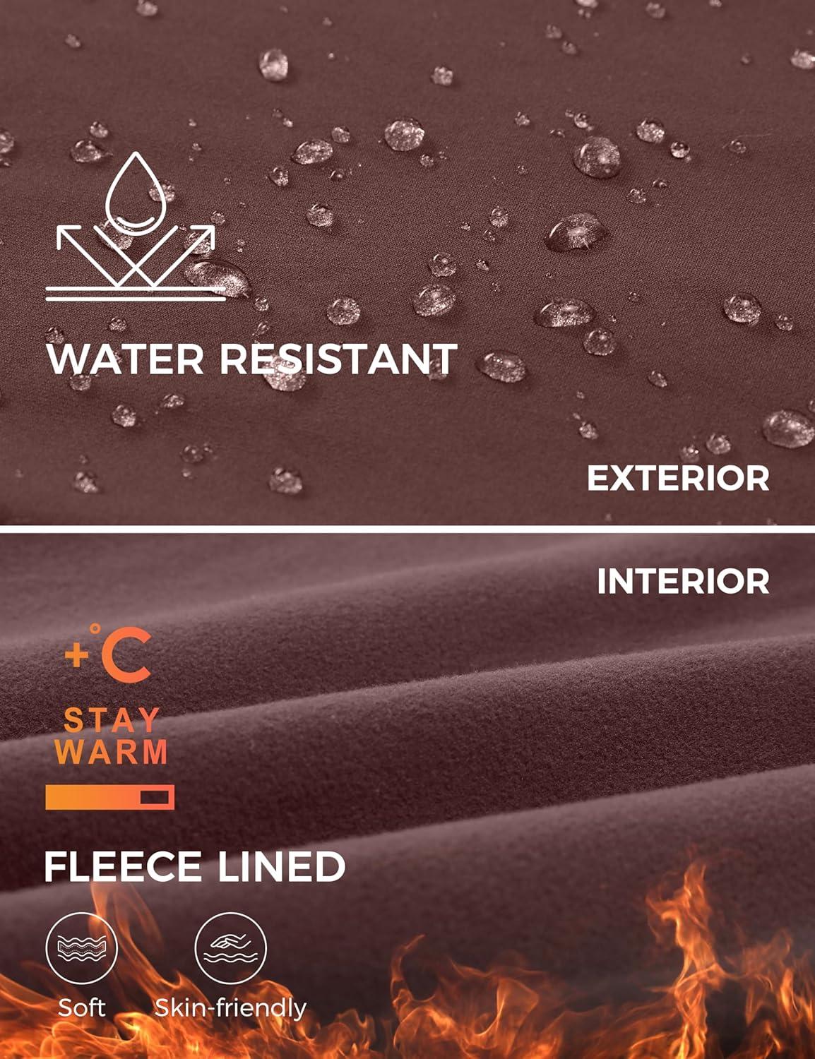 imageCRZ YOGA Womens Fleece Lined Workout Joggers with Pockets 275quot Hiking Running Outdoor Pants Water Resistant Winter WarmTaupe