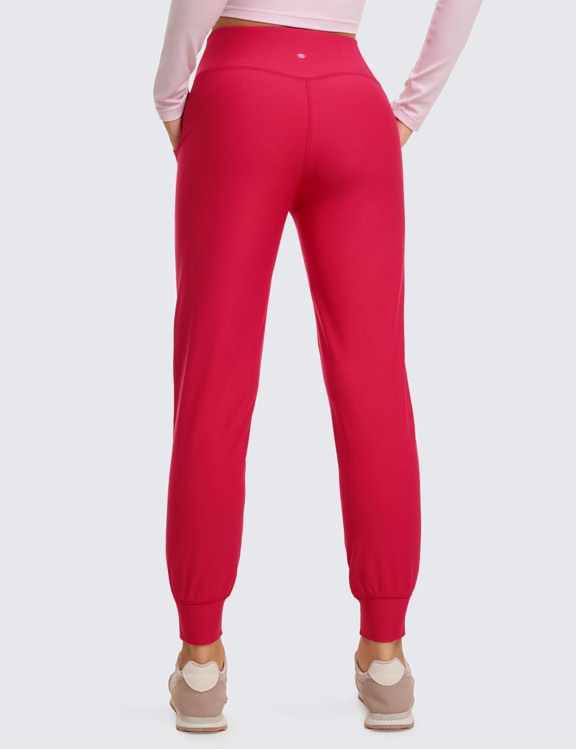 imageCRZ YOGA Womens Fleece Lined Workout Joggers with Pockets 275quot Hiking Running Outdoor Pants Water Resistant Winter WarmViva Magenta