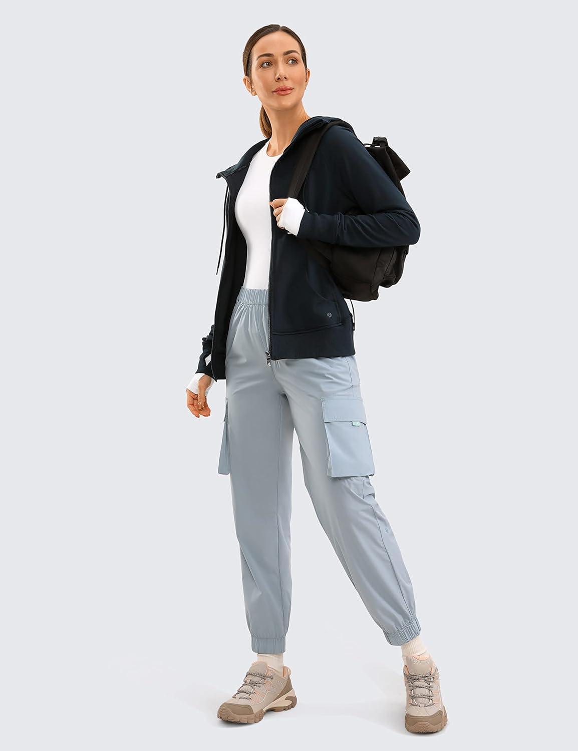 imageCRZ YOGA Womens Full Zip Hooded Sweatshirts Workout Sweat Jackets Slim Fit Running Track Hoodies with ThumbholesTrue Navy