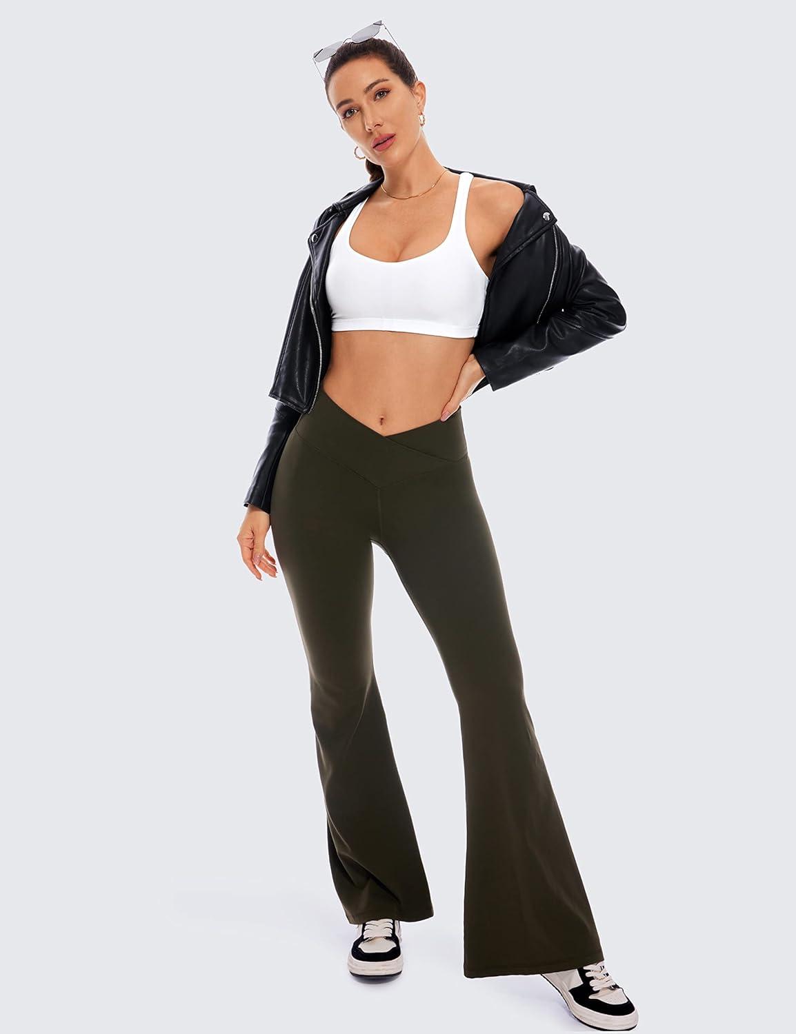 imageCRZ YOGA Womens Light Support Strappy Sports Bra Low Cut Wirefree Padded Yoga Cami Criss Cross BackWhite