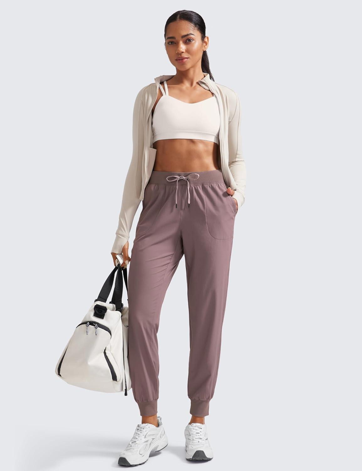 imageCRZ YOGA Womens Lightweight Workout Joggers 275quot Travel Casual Outdoor Running Athletic Track Hiking Pants with PocketsAntique Bark