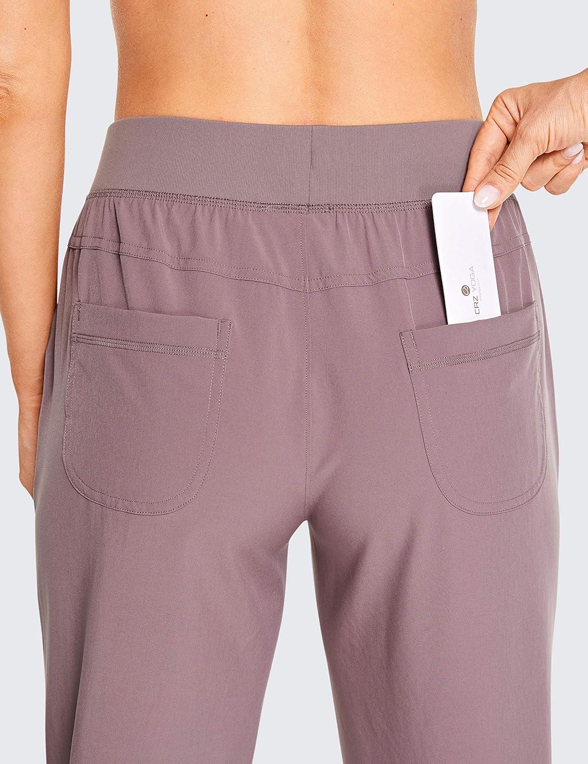 imageCRZ YOGA Womens Lightweight Workout Joggers 275quot Travel Casual Outdoor Running Athletic Track Hiking Pants with PocketsAntique Bark