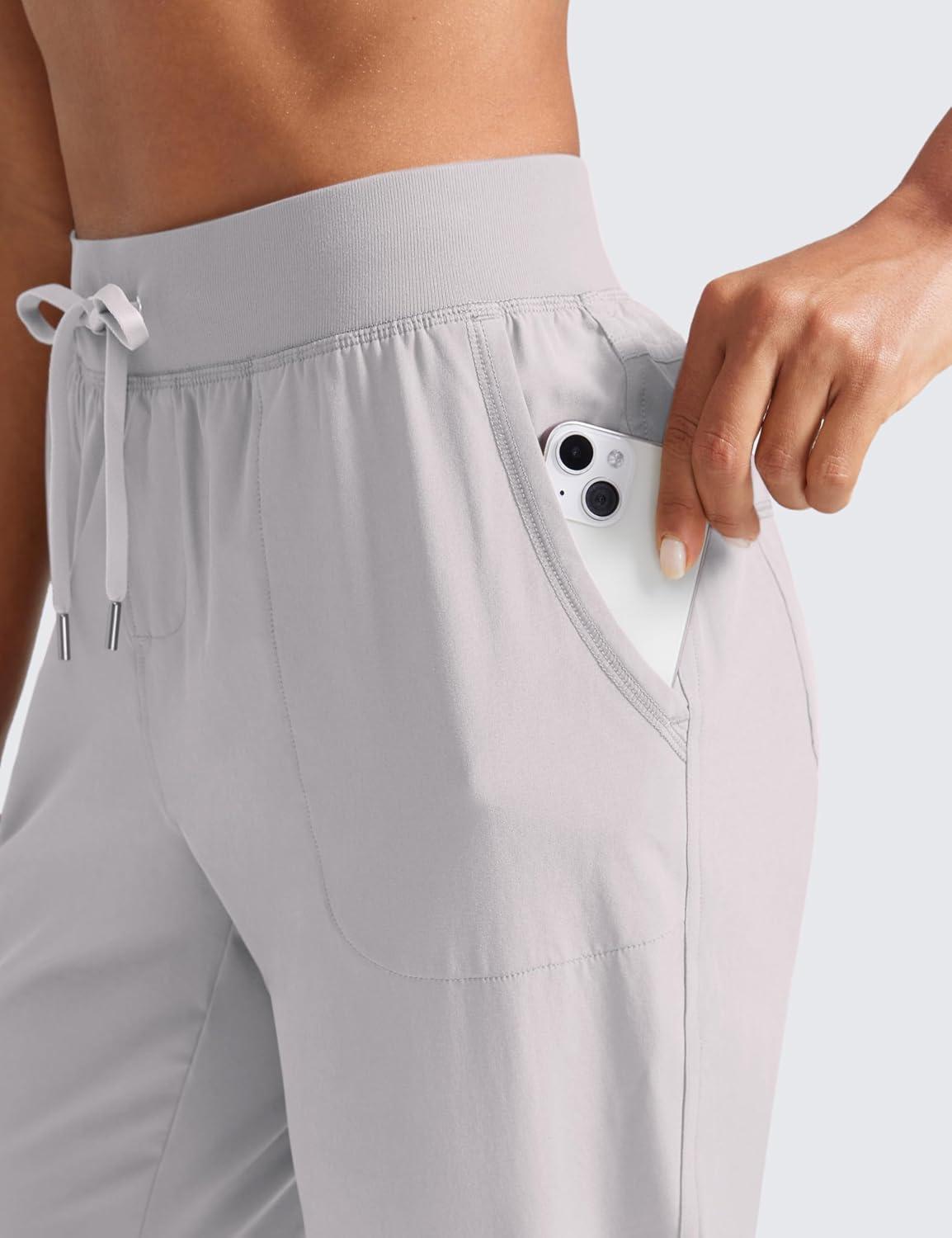 imageCRZ YOGA Womens Lightweight Workout Joggers 275quot Travel Casual Outdoor Running Athletic Track Hiking Pants with PocketsDark Chrome