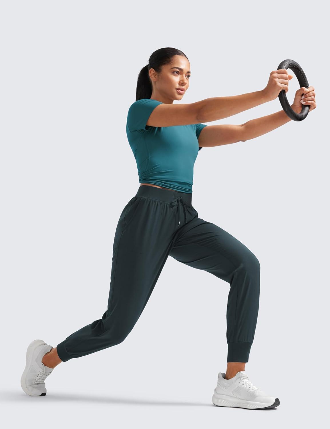 imageCRZ YOGA Womens Lightweight Workout Joggers 275quot Travel Casual Outdoor Running Athletic Track Hiking Pants with PocketsMelanite