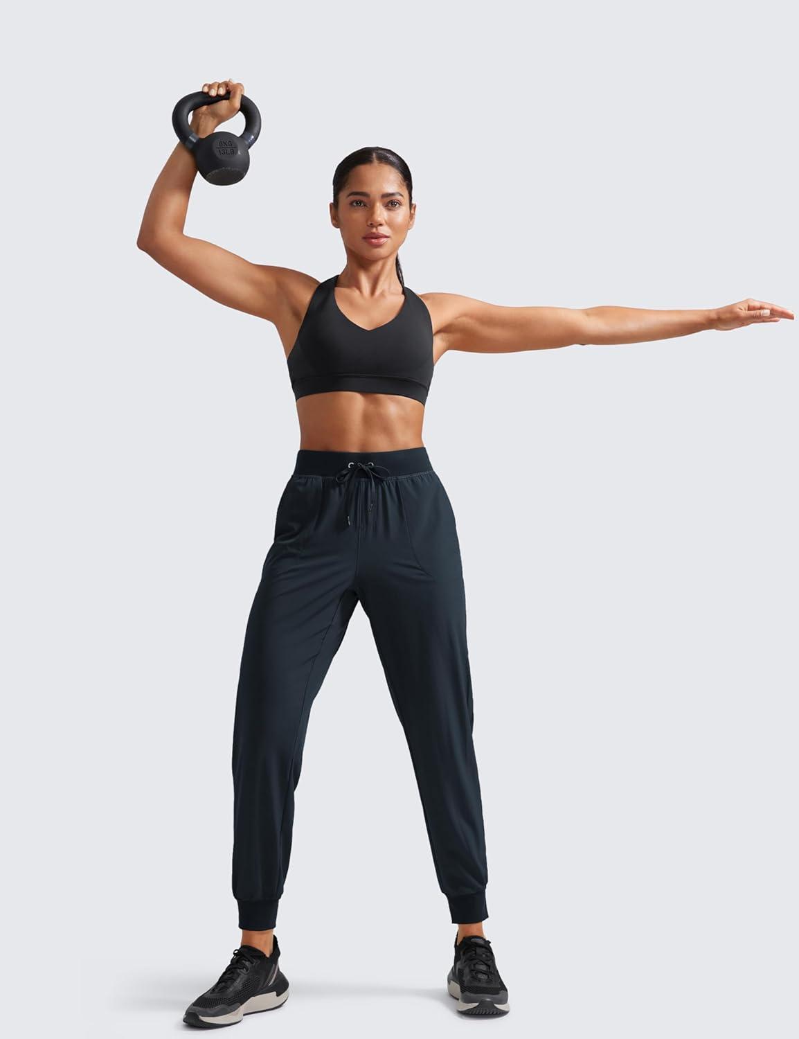 imageCRZ YOGA Womens Lightweight Workout Joggers 275quot Travel Casual Outdoor Running Athletic Track Hiking Pants with PocketsTrue Navy