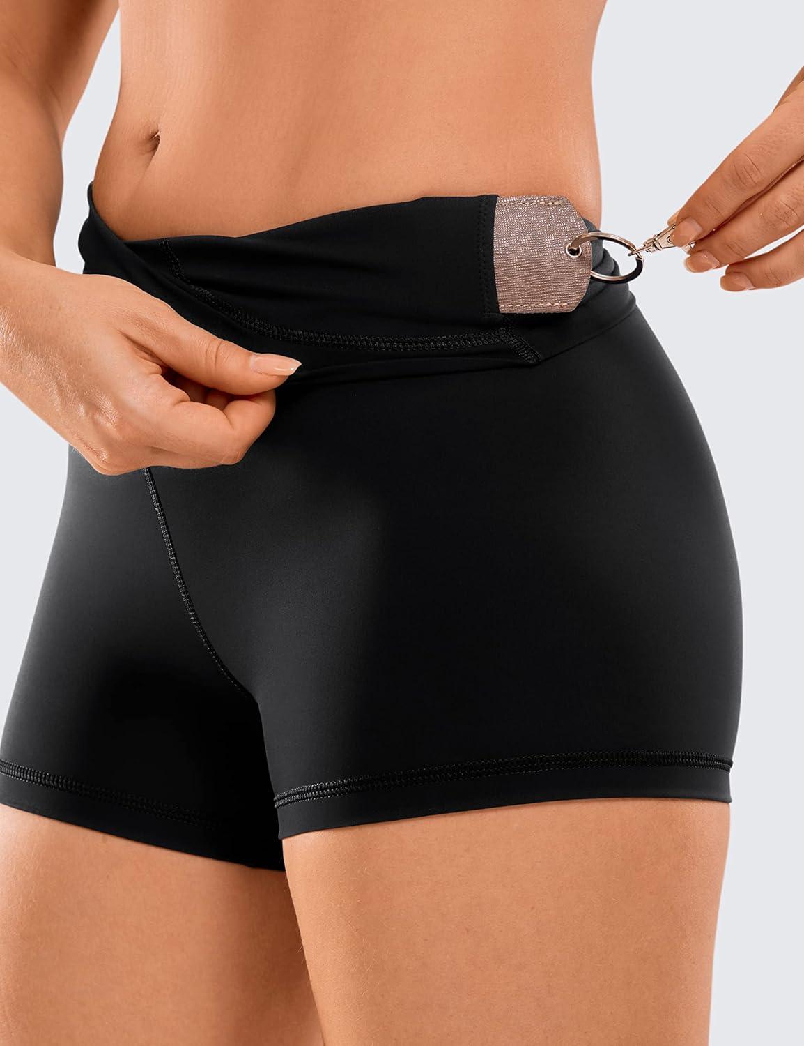 imageCRZ YOGA Womens Naked Feeling Biker Shorts 3 Inches High Waisted Yoga Workout Running SpandexBlack