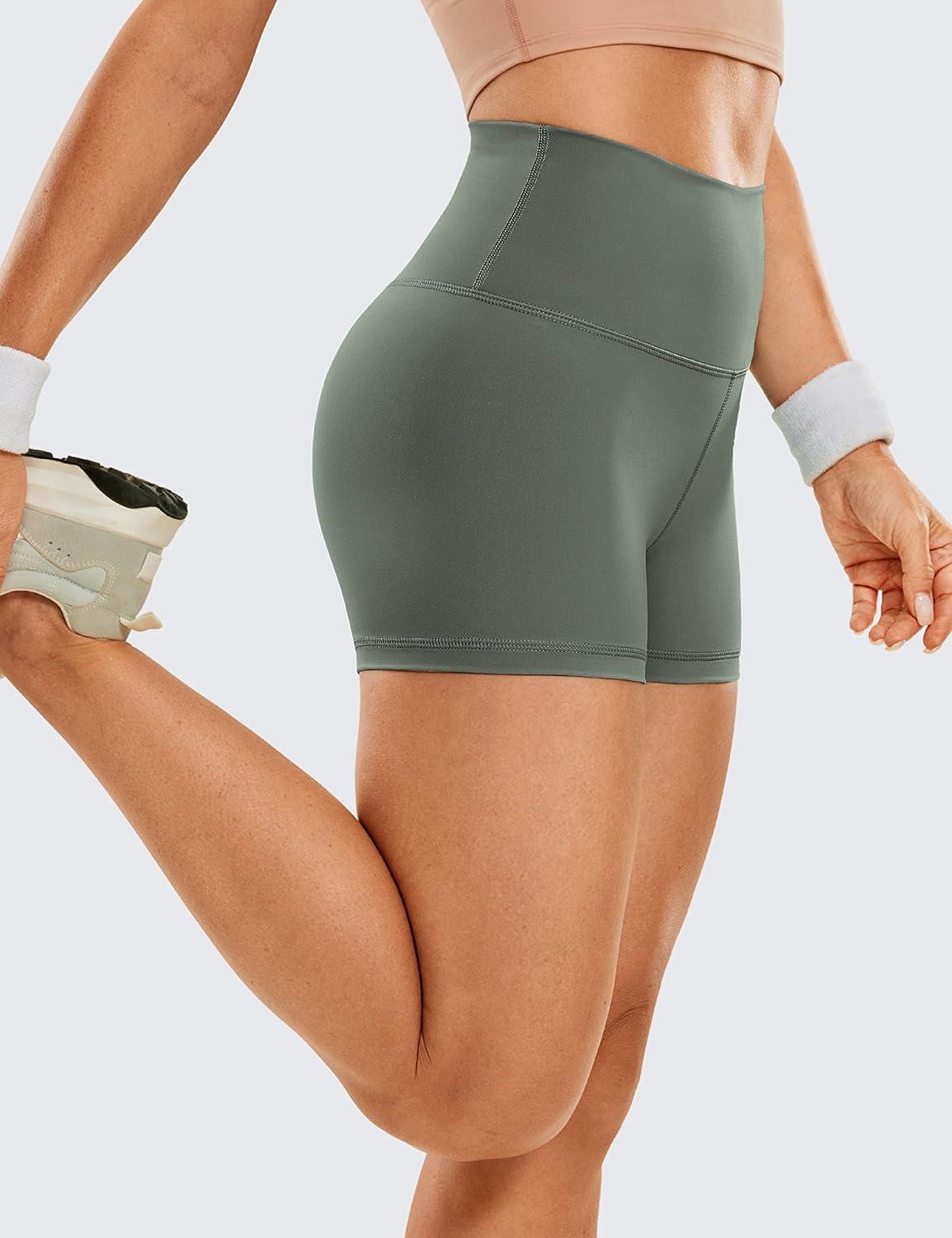 imageCRZ YOGA Womens Naked Feeling Biker Shorts 3 Inches High Waisted Yoga Workout Running SpandexGrey Sage
