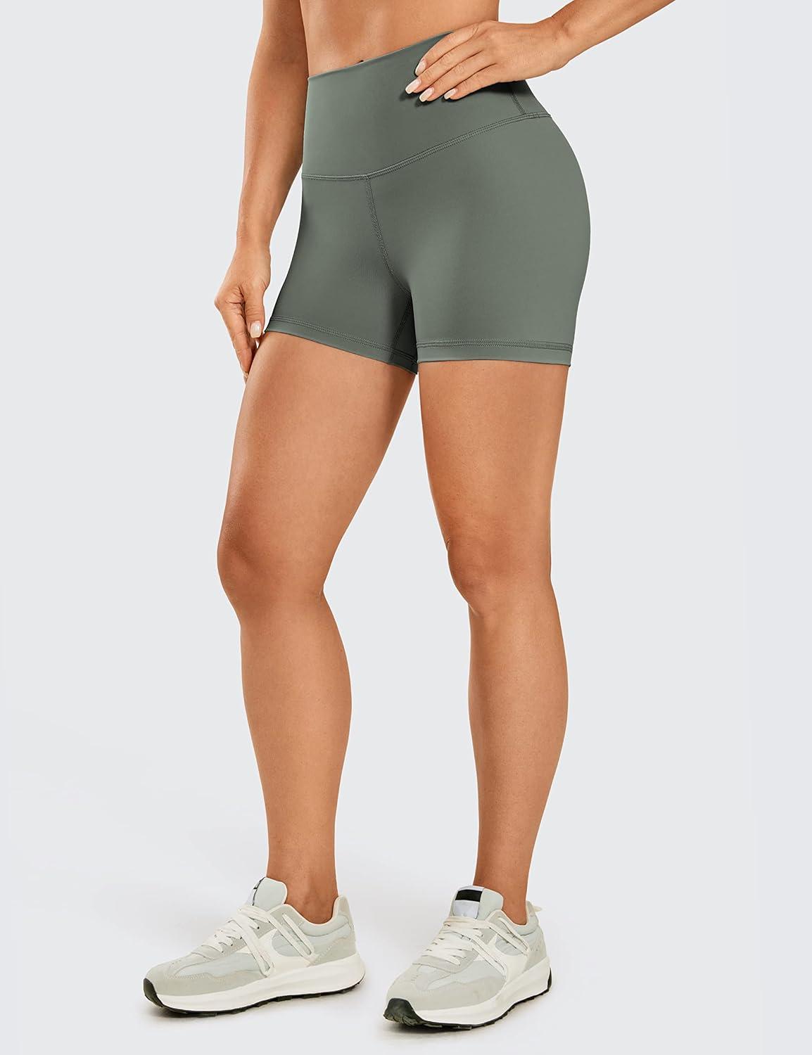 imageCRZ YOGA Womens Naked Feeling Biker Shorts 3 Inches High Waisted Yoga Workout Running SpandexGrey Sage