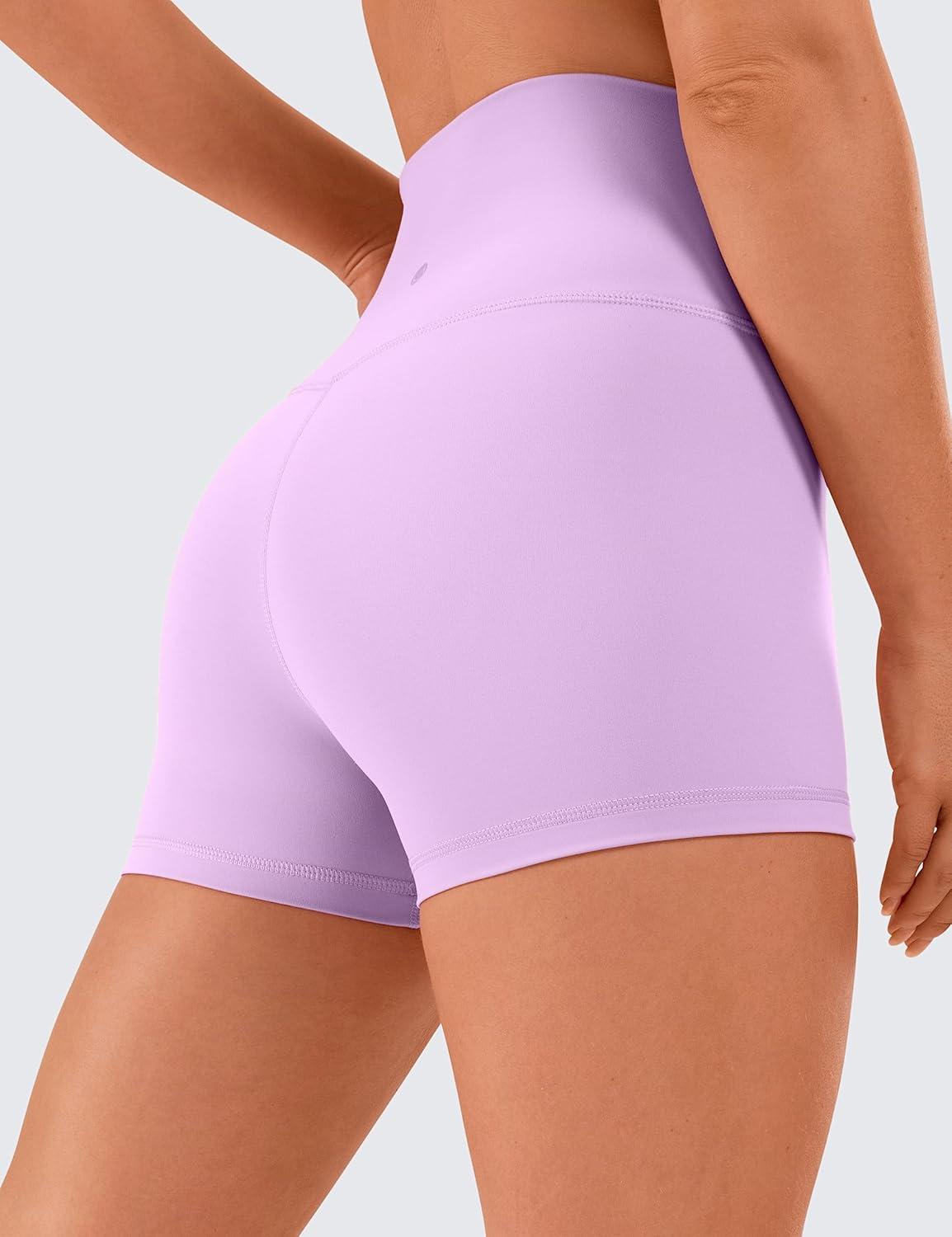 imageCRZ YOGA Womens Naked Feeling Biker Shorts 3 Inches High Waisted Yoga Workout Running SpandexLilac