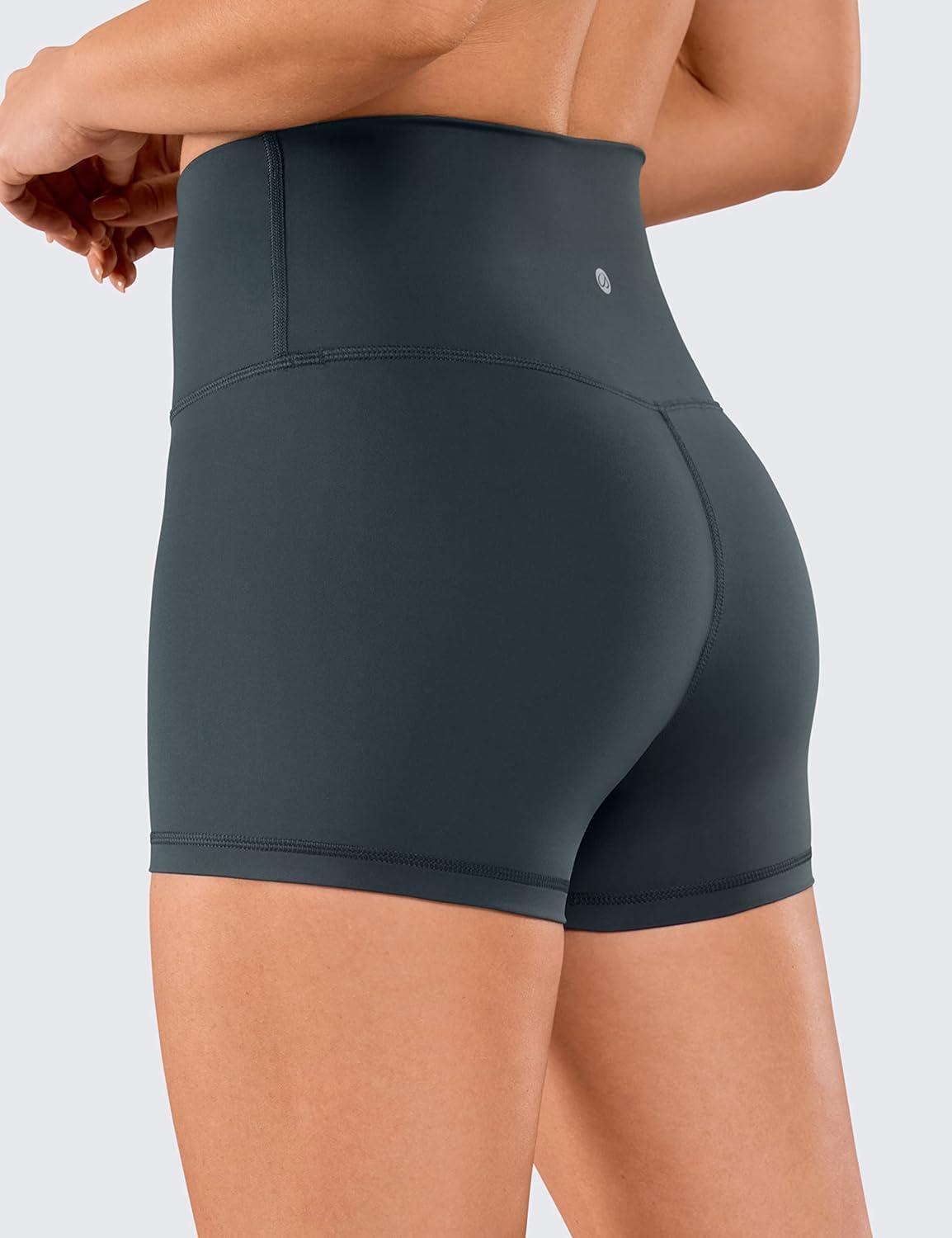 imageCRZ YOGA Womens Naked Feeling Biker Shorts 3 Inches High Waisted Yoga Workout Running SpandexMelanite