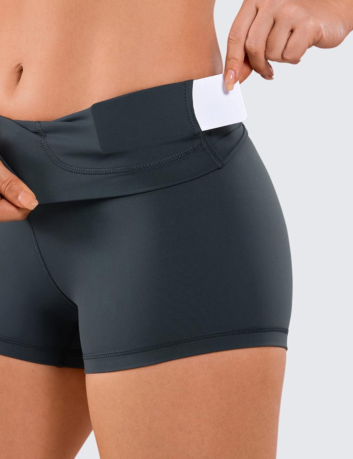 imageCRZ YOGA Womens Naked Feeling Biker Shorts 3 Inches High Waisted Yoga Workout Running SpandexMelanite