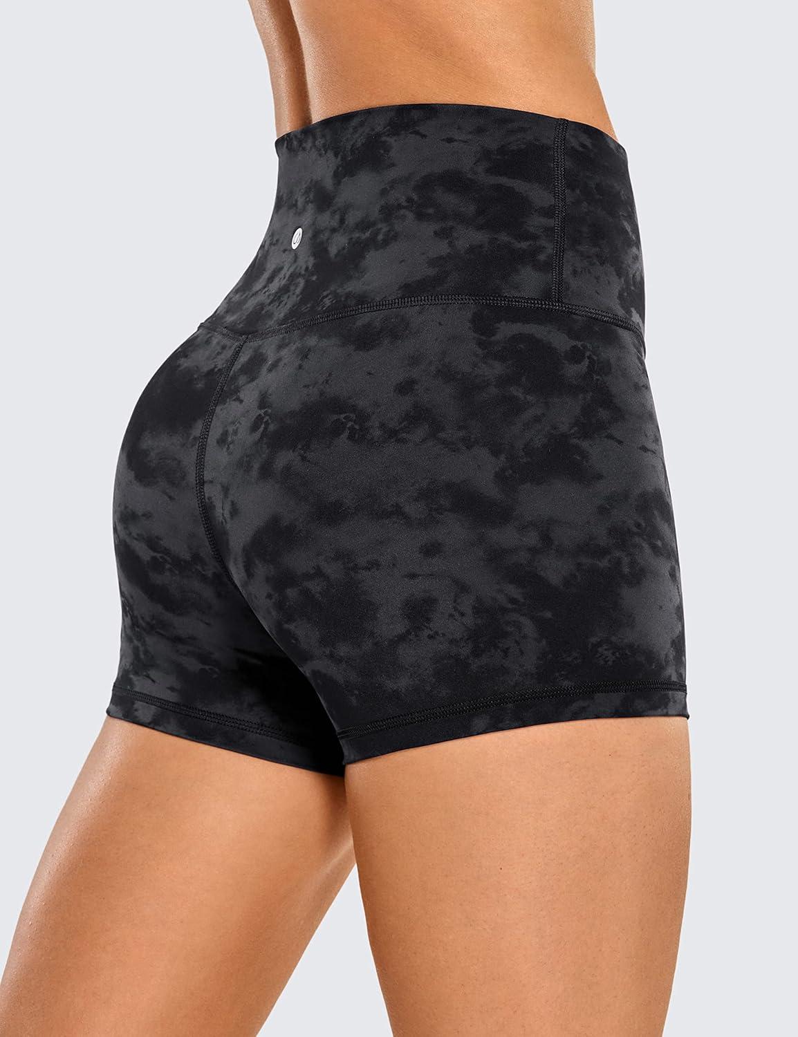 imageCRZ YOGA Womens Naked Feeling Biker Shorts 3 Inches High Waisted Yoga Workout Running SpandexTie Dye Smoke Ink