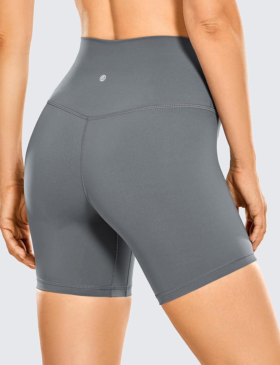 imageCRZ YOGA Womens Naked Feeling Biker Shorts 6 Inches High Waist Yoga Workout Running Gym SpandexDark Carbon