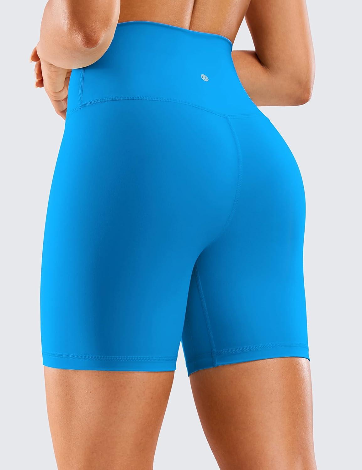 imageCRZ YOGA Womens Naked Feeling Biker Shorts 6 Inches High Waist Yoga Workout Running Gym SpandexMadagascar Blue