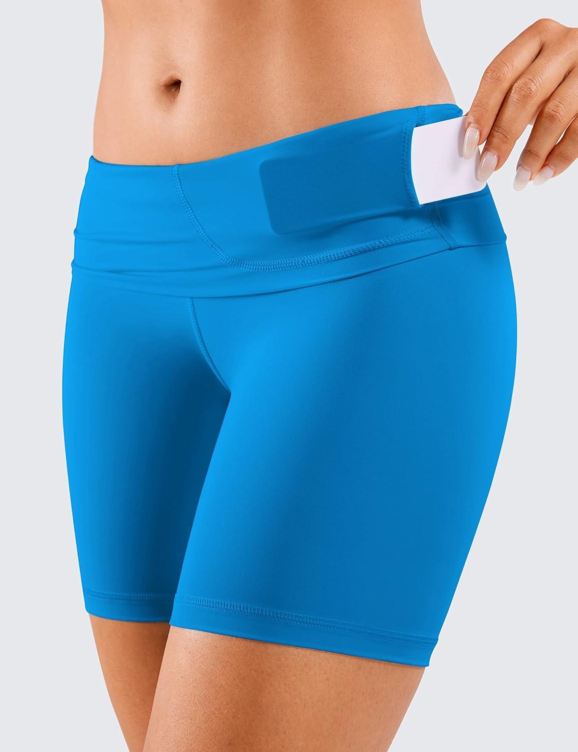 imageCRZ YOGA Womens Naked Feeling Biker Shorts 6 Inches High Waist Yoga Workout Running Gym SpandexMadagascar Blue