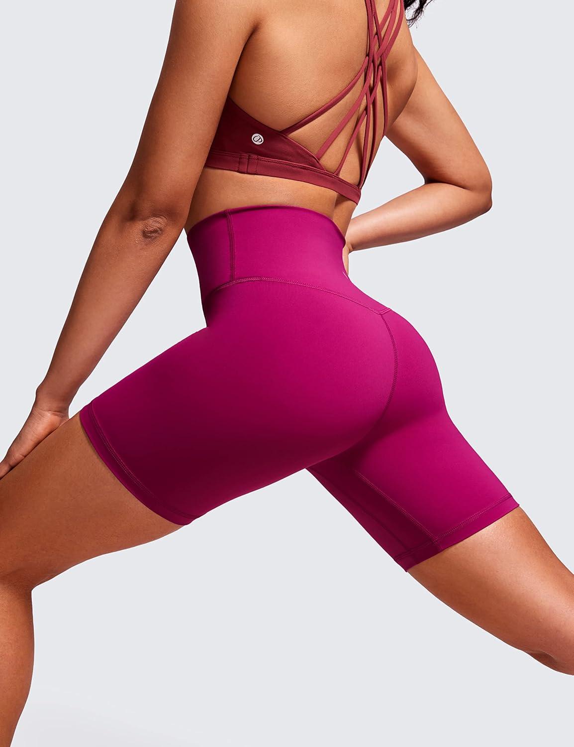 imageCRZ YOGA Womens Naked Feeling Biker Shorts 6 Inches High Waist Yoga Workout Running Gym SpandexMagenta Purple