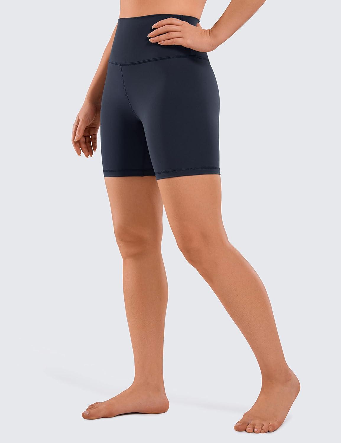 imageCRZ YOGA Womens Naked Feeling Biker Shorts 6 Inches High Waist Yoga Workout Running Gym SpandexNavy