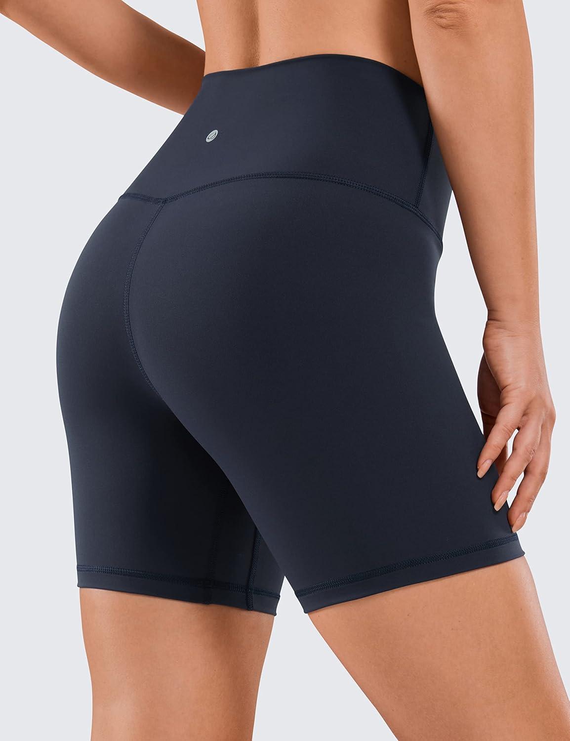 imageCRZ YOGA Womens Naked Feeling Biker Shorts 6 Inches High Waist Yoga Workout Running Gym SpandexNavy