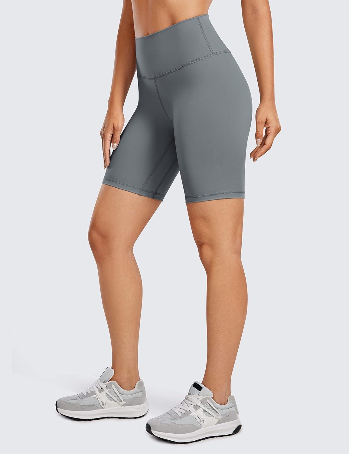 imageCRZ YOGA Womens Naked Feeling Biker Shorts 8 Inches High Waisted Yoga Workout Gym Running SpandexDark Carbon