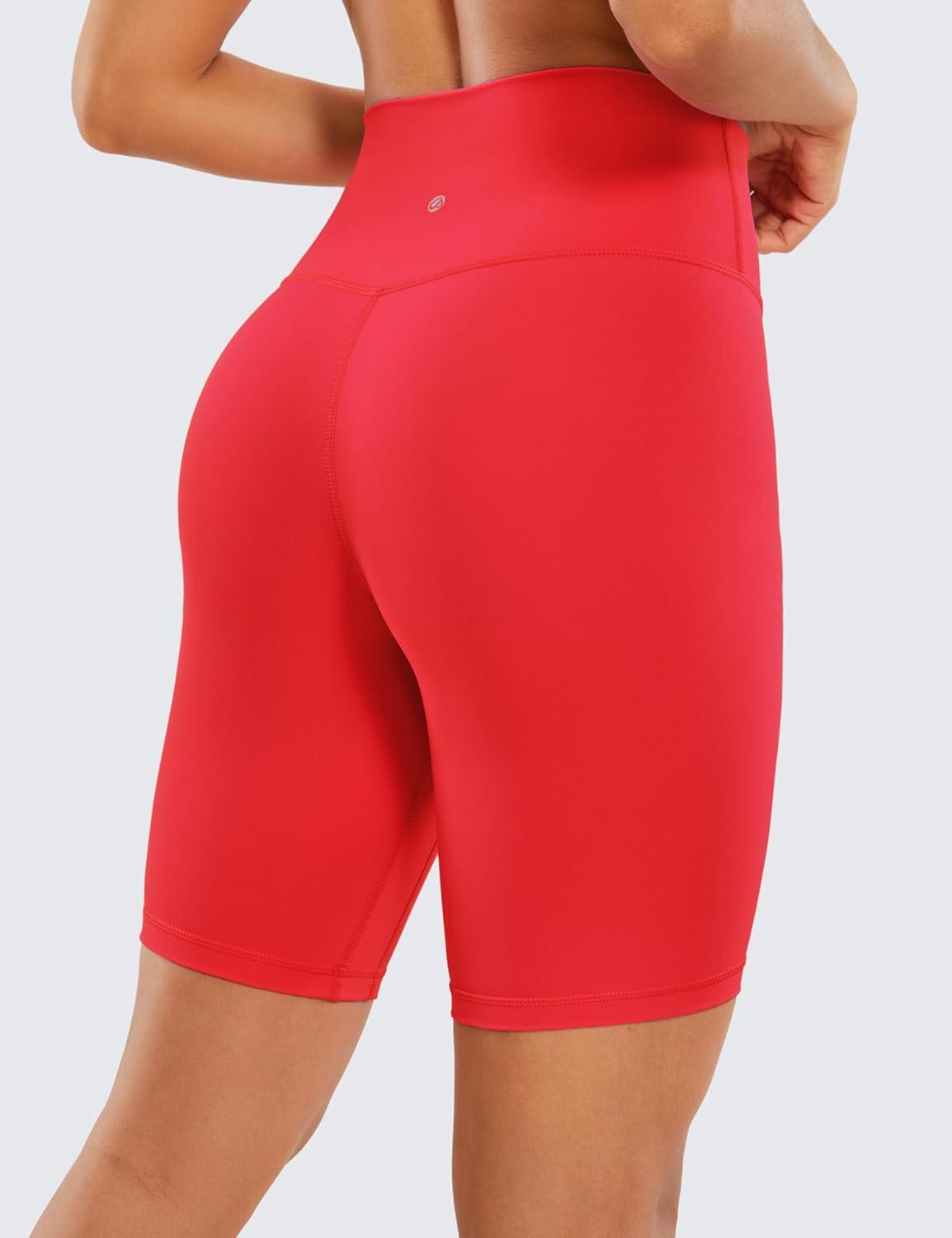 imageCRZ YOGA Womens Naked Feeling Biker Shorts 8 Inches High Waisted Yoga Workout Gym Running SpandexDeep Red