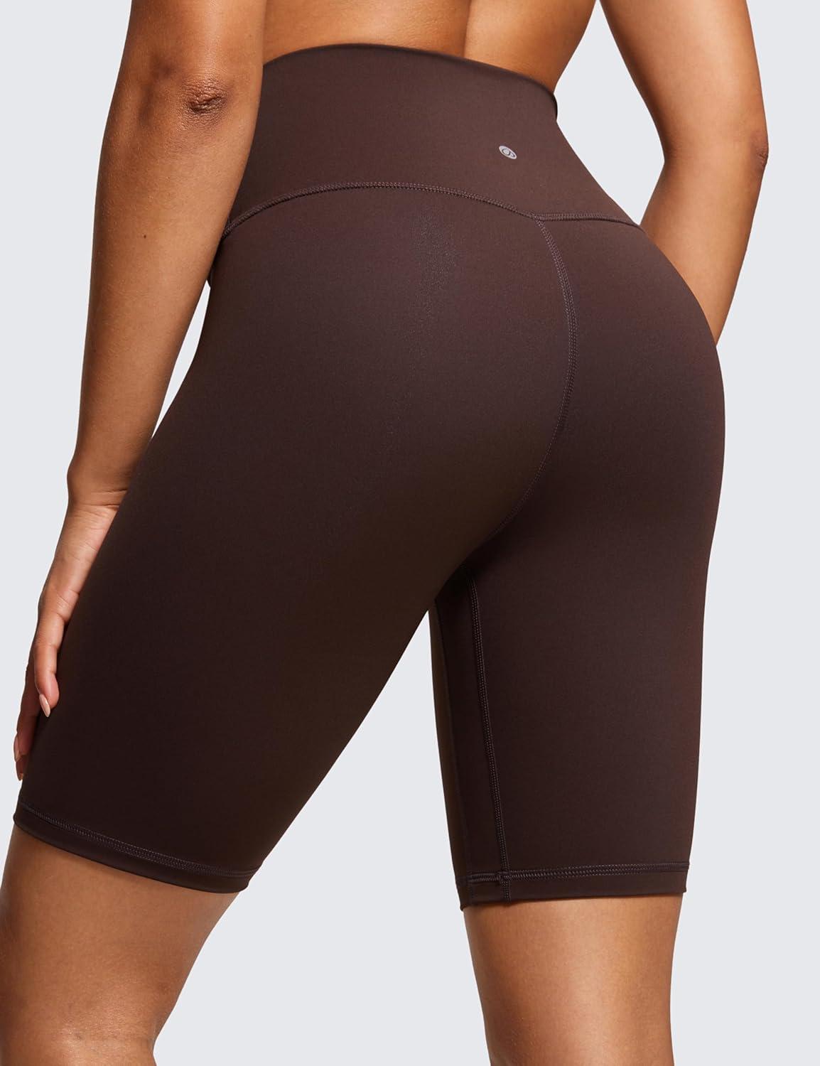 imageCRZ YOGA Womens Naked Feeling Biker Shorts 8 Inches High Waisted Yoga Workout Gym Running SpandexHot Fudge Brown