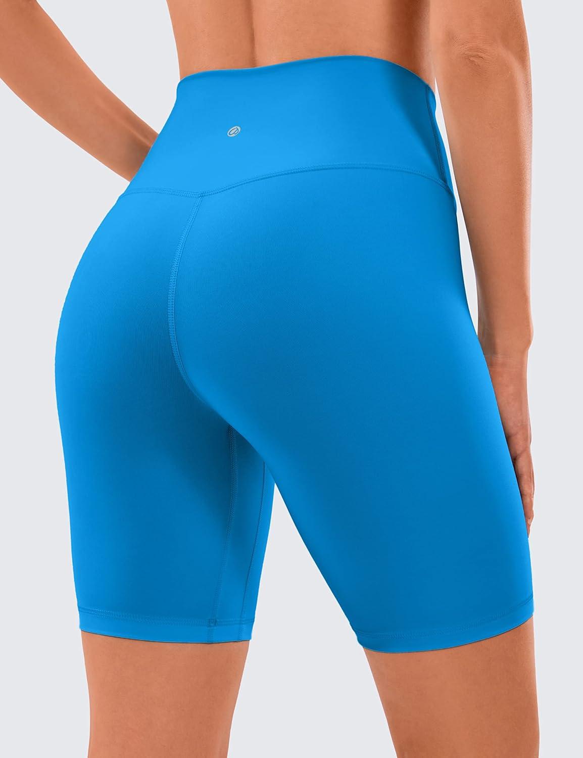 imageCRZ YOGA Womens Naked Feeling Biker Shorts 8 Inches High Waisted Yoga Workout Gym Running SpandexMadagascar Blue