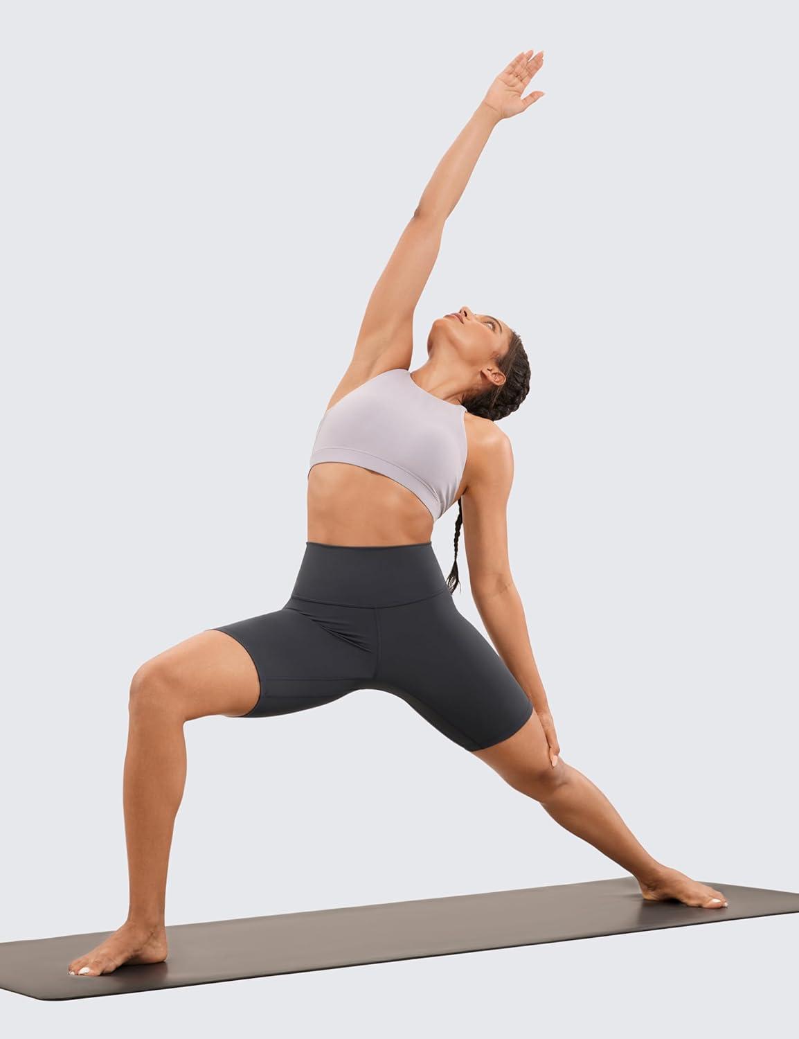 imageCRZ YOGA Womens Naked Feeling Biker Shorts 8 Inches High Waisted Yoga Workout Gym Running SpandexMysterious Grey