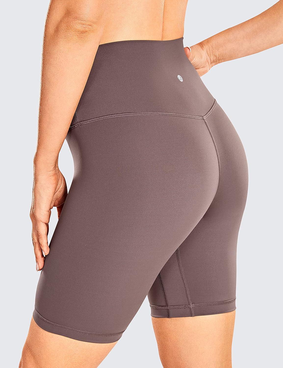 imageCRZ YOGA Womens Naked Feeling Biker Shorts 8 Inches High Waisted Yoga Workout Gym Running SpandexPurple Taupe