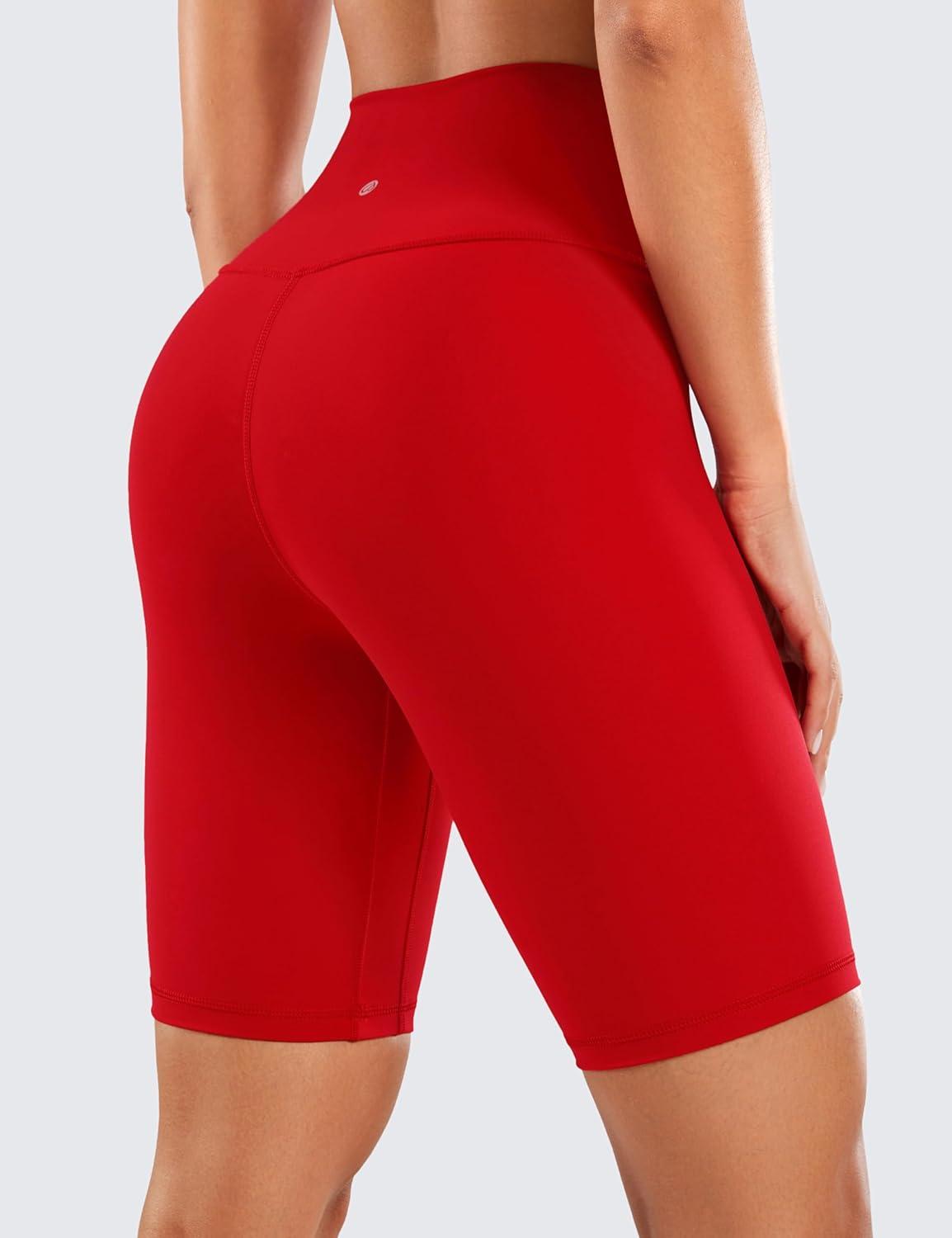 imageCRZ YOGA Womens Naked Feeling Biker Shorts 8 Inches High Waisted Yoga Workout Gym Running SpandexRed Chili