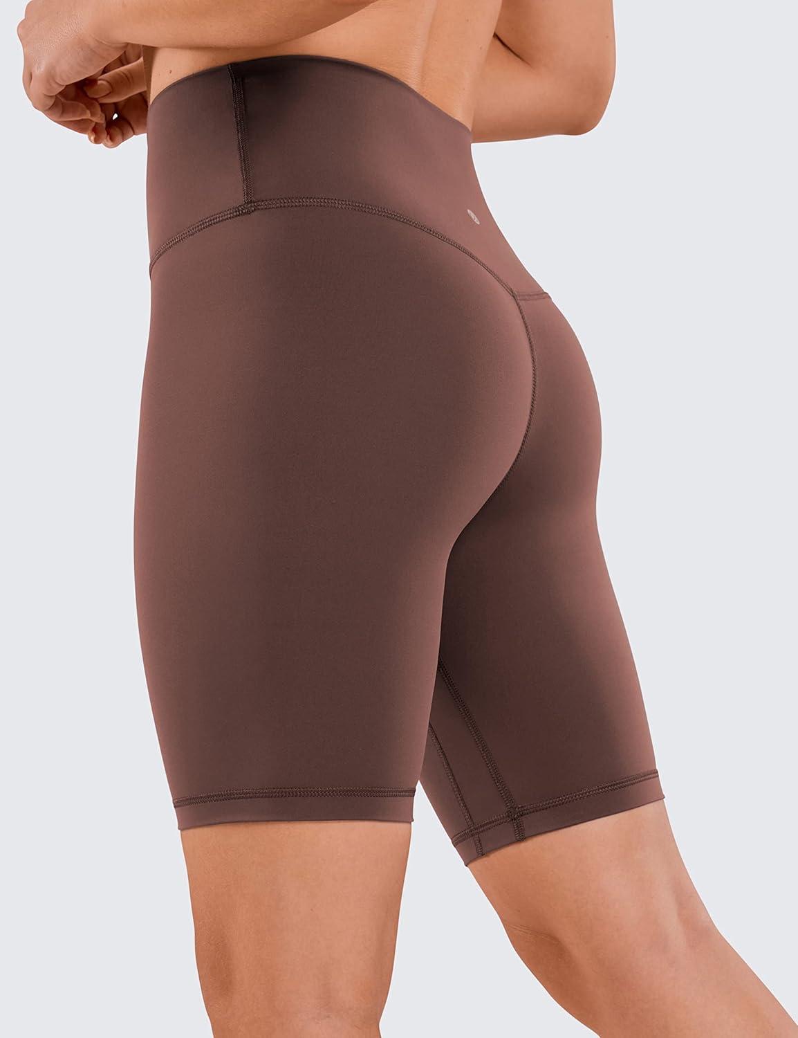 imageCRZ YOGA Womens Naked Feeling Biker Shorts 8 Inches High Waisted Yoga Workout Gym Running SpandexTaupe