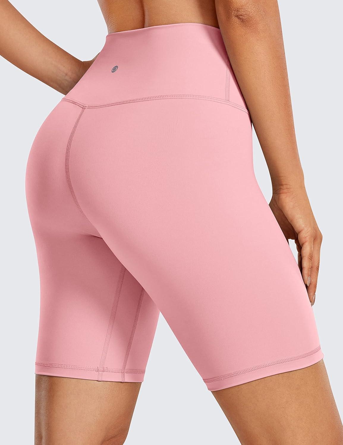 imageCRZ YOGA Womens Naked Feeling Biker Shorts 8 Inches High Waisted Yoga Workout Gym Running SpandexThe Heartbeat Pink